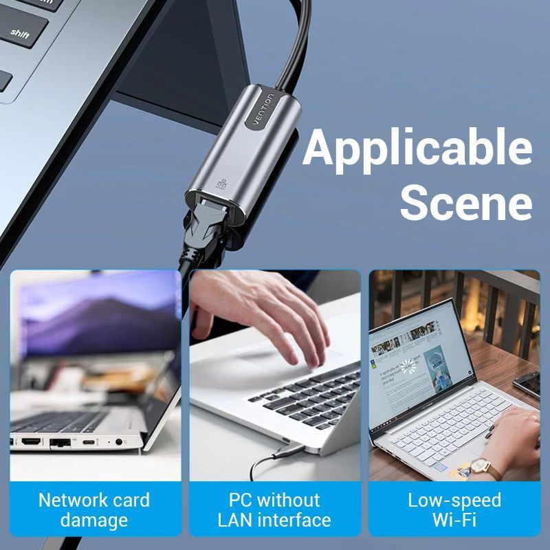 Vention USB-C to Gigabit Ethernet Adapter Grey