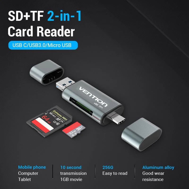 Vention USB3.0 Multi-function Card Reader Grey Vention USB3.0 Multi-function Card Reader Grey