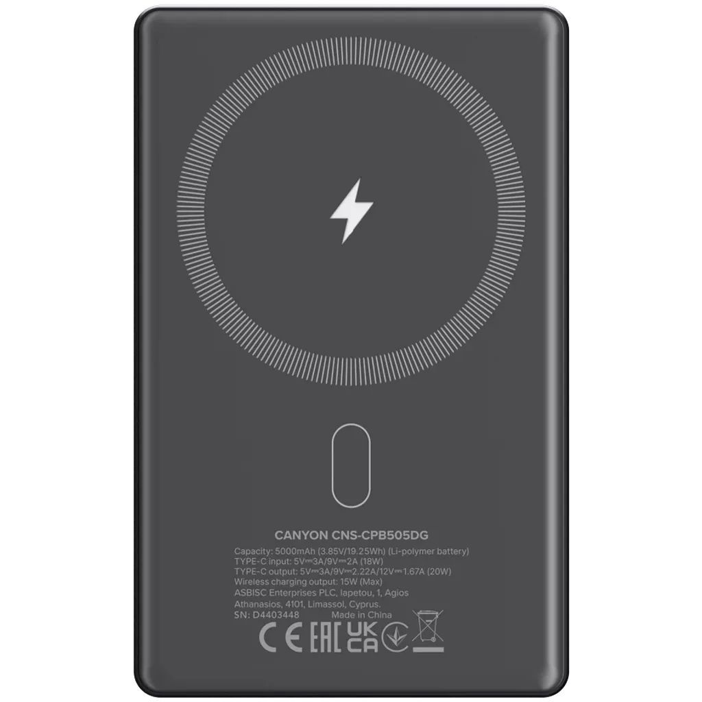 Canyon CNS-CPB505DG 5000mAh PowerBank Dark Grey