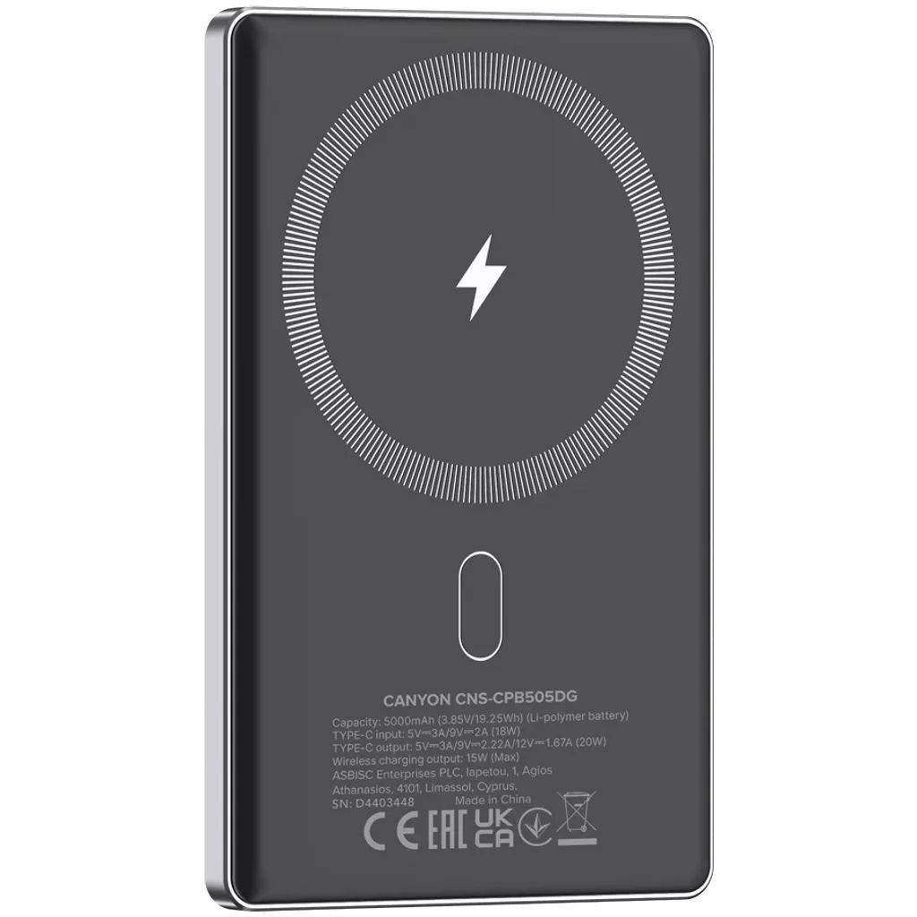 Canyon CNS-CPB505DG 5000mAh PowerBank Dark Grey