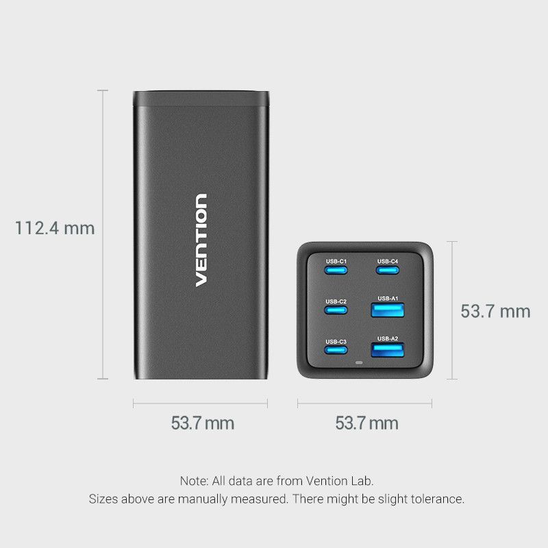 Vention 6-Port USB Gan Charger Black