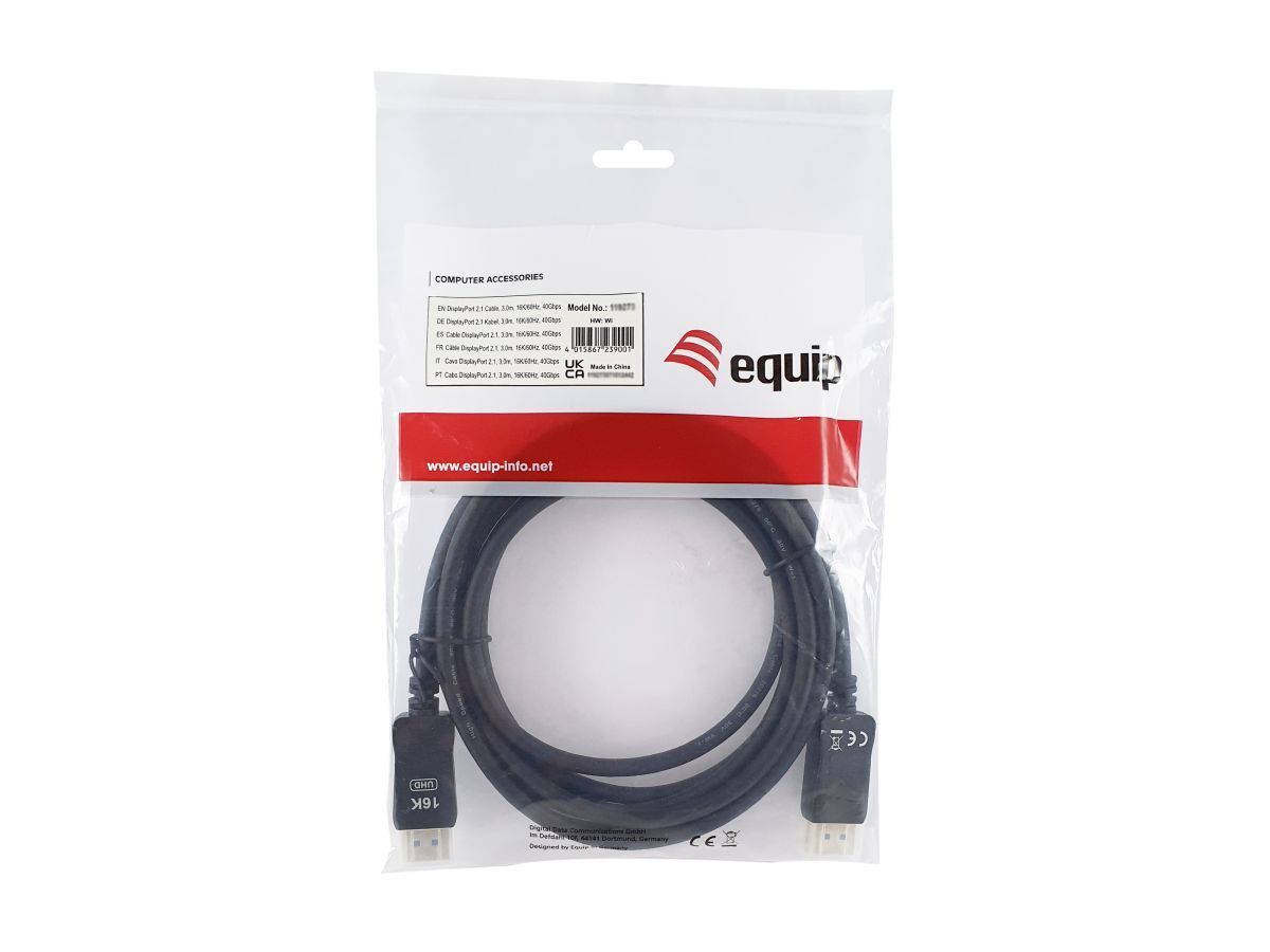 EQuip DisplayPort 2.1 Cable DisplayPort Male to Male 5m Black