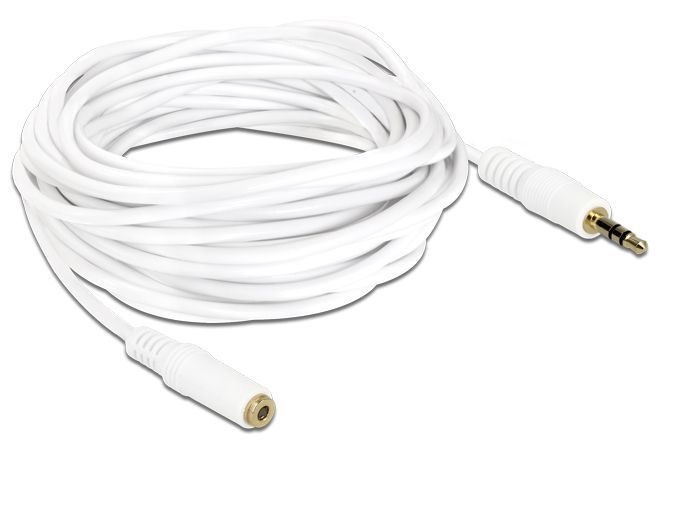 DeLock Stereo Jack Extension Cable 3.5 mm 3 pin male > female 5m White