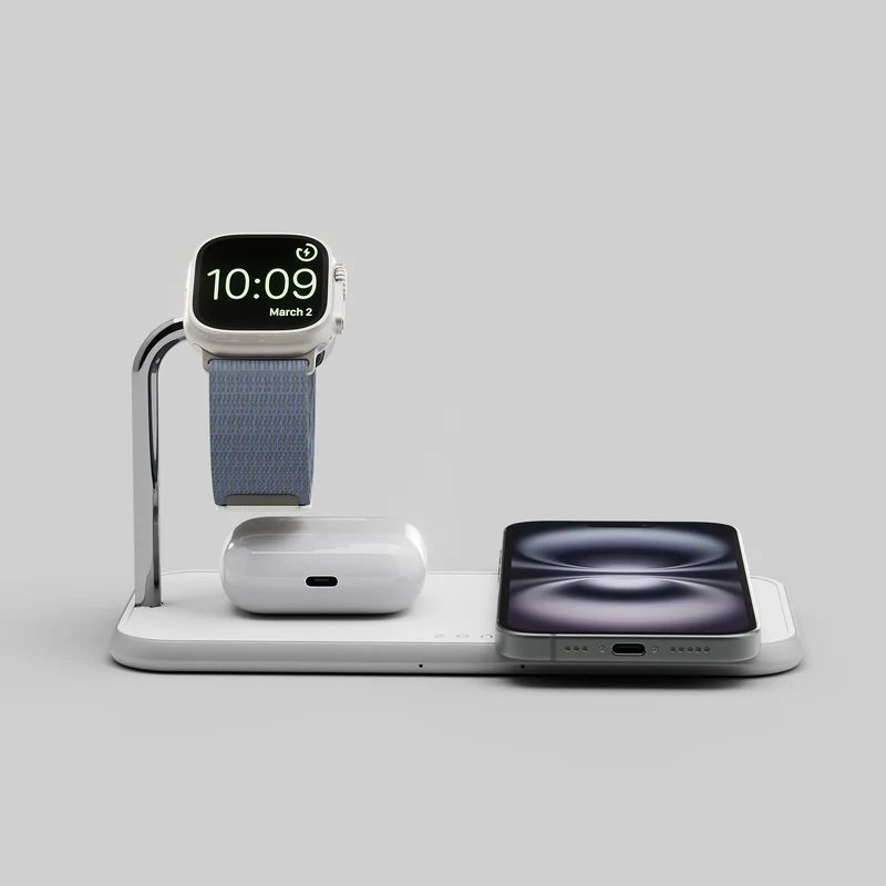 Zens Dual+Watch Aluminium Wireless Charger White Zens Dual+Watch Aluminium Wireless Charger White