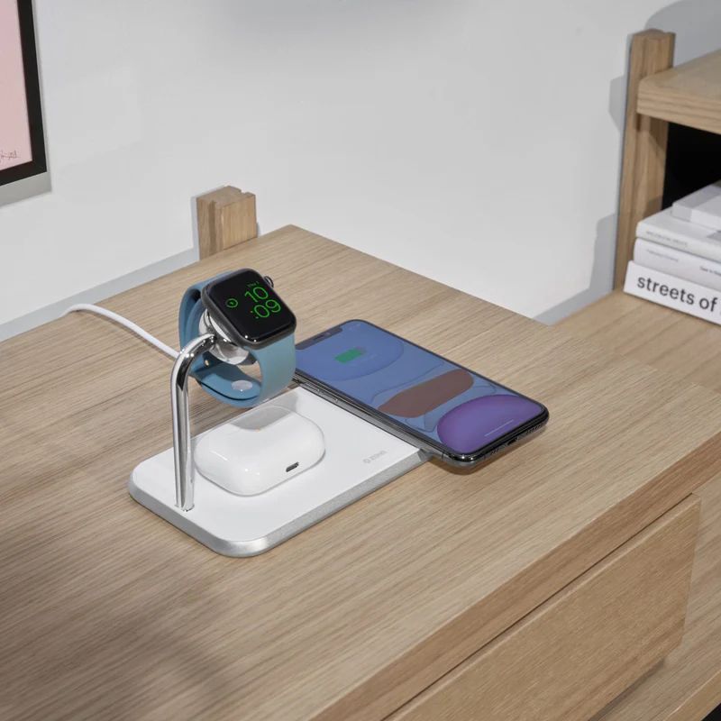 Zens Dual+Watch Aluminium Wireless Charger White Zens Dual+Watch Aluminium Wireless Charger White