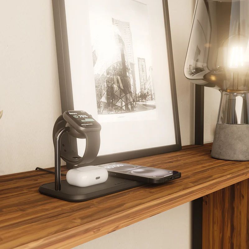 Zens Dual+Watch Aluminium Wireless Charger Black