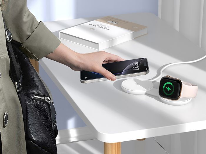 Conceptronic GORGON04W 25W 2-in-1 Foldable Magnetic Qi2 25W Wireless Charger White