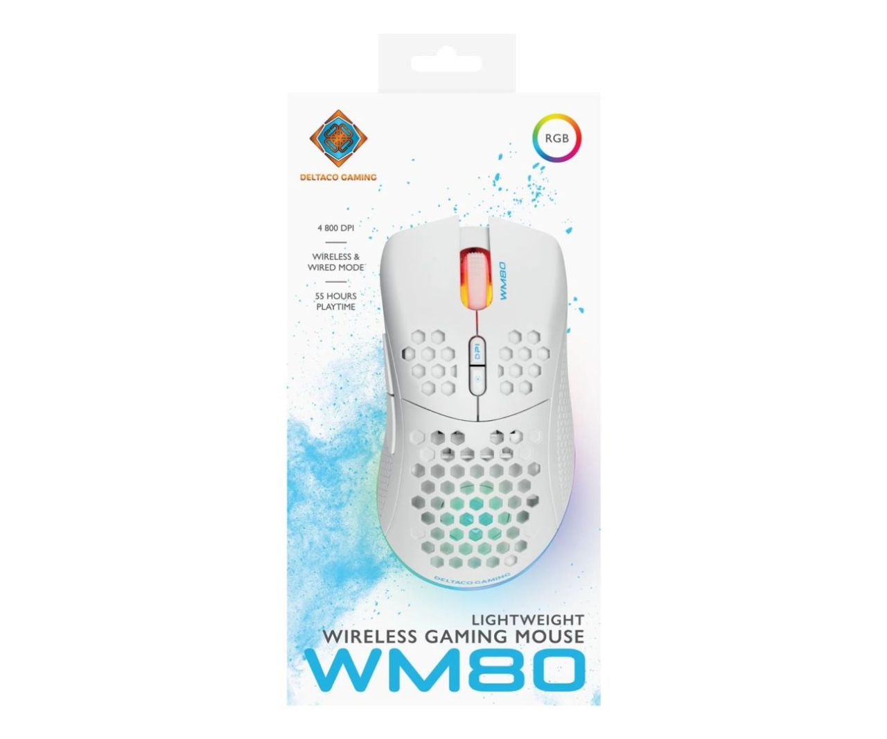 Deltaco GAM-120 WM80 Gaming Wireless Bluetooth Mouse White