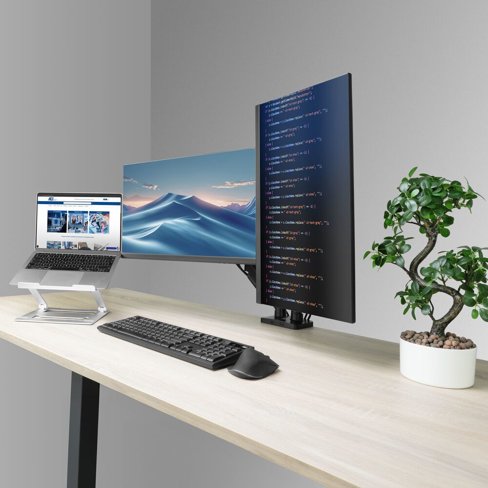 ACT AC8314 Gas Spring Dual Monitor Arm 17"-35" Black ACT AC8314 Gas Spring Dual Monitor Arm 17"-35" Black