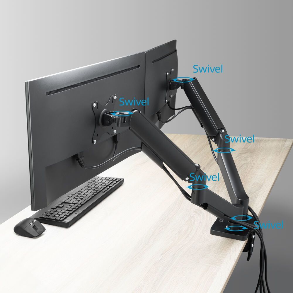 ACT AC8314 Gas Spring Dual Monitor Arm 17"-35" Black ACT AC8314 Gas Spring Dual Monitor Arm 17"-35" Black