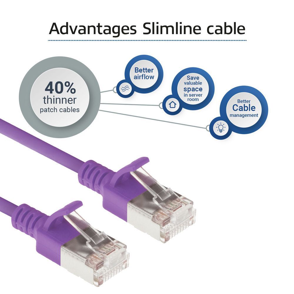 ACT CAT6A U-FTP Patch Cable 0,25m Purple ACT CAT6A U-FTP Patch Cable 0,25m Purple