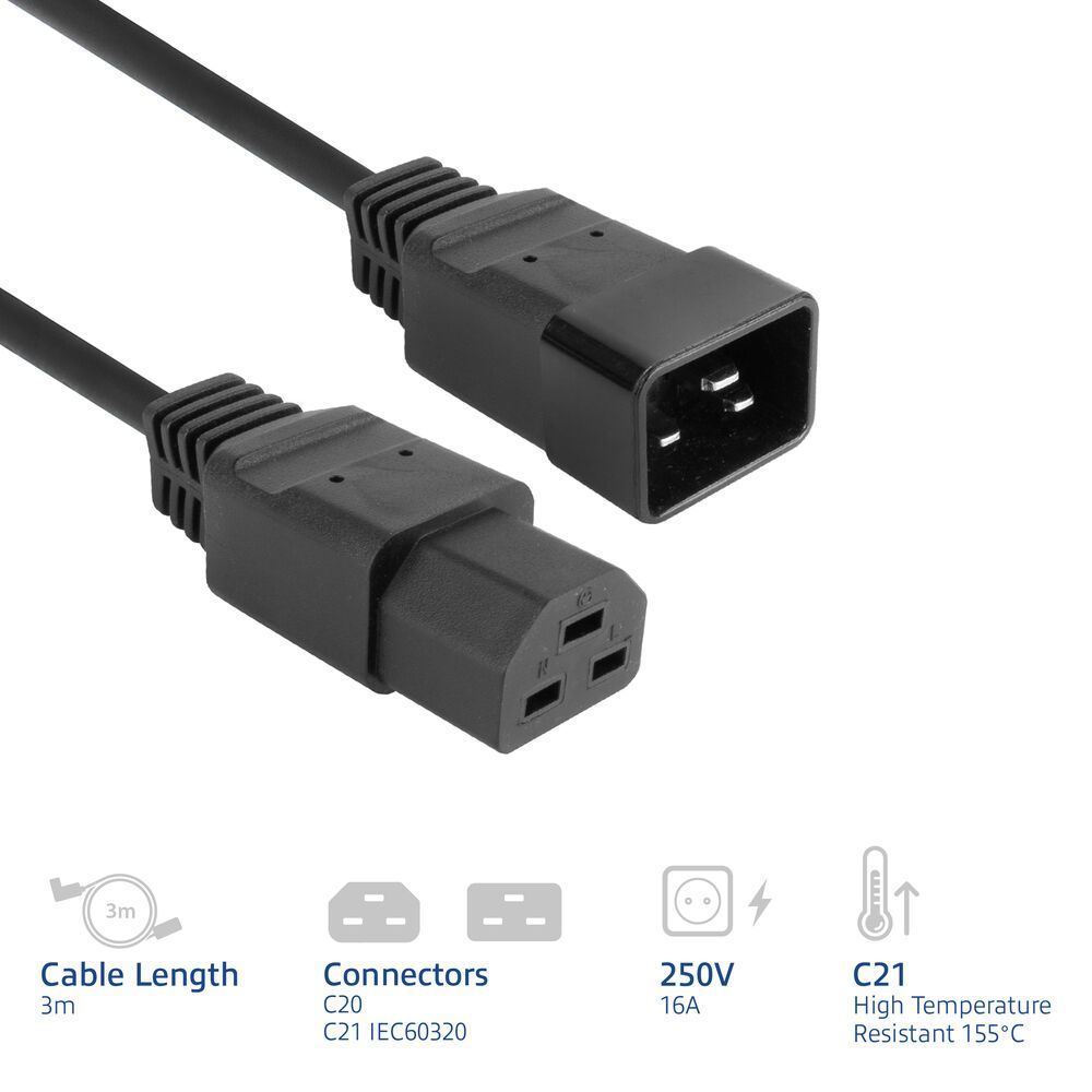 ACT Powercord C20 - C21 3m Black