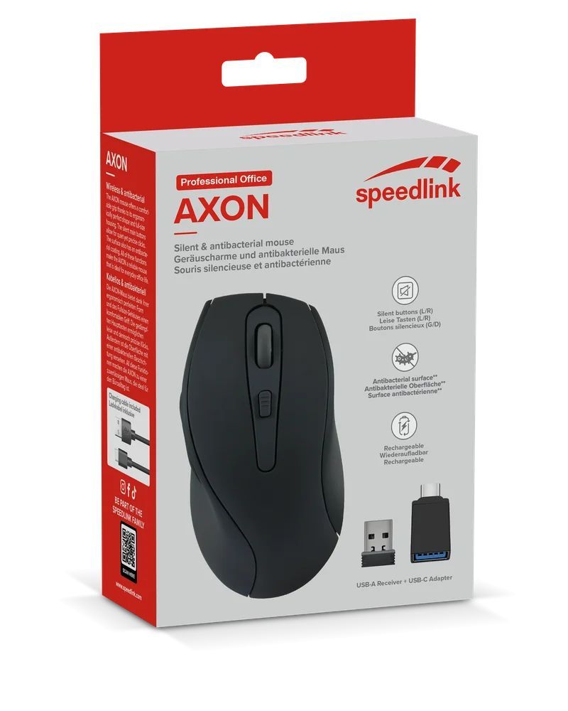 Speedlink Axon Silent & Antibacterial Wireless Mouse Black