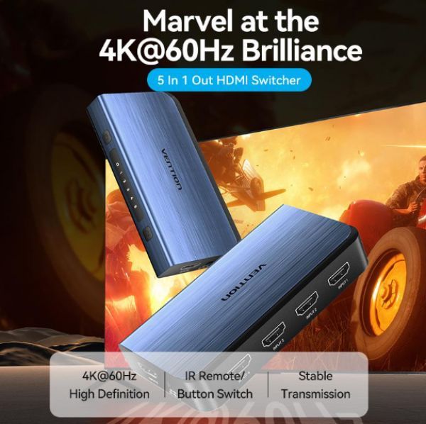 Vention 5-Port HDMI Switch Blue Vention 5-Port HDMI Switch Blue