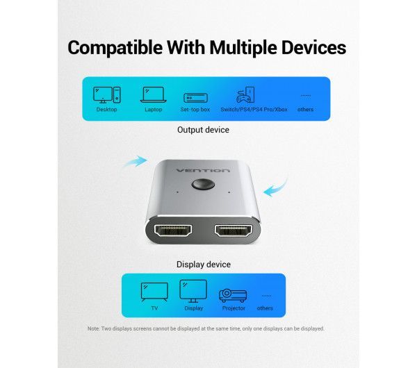 Vention 2-Port HDMI Switch Silver Vention 2-Port HDMI Switch Silver