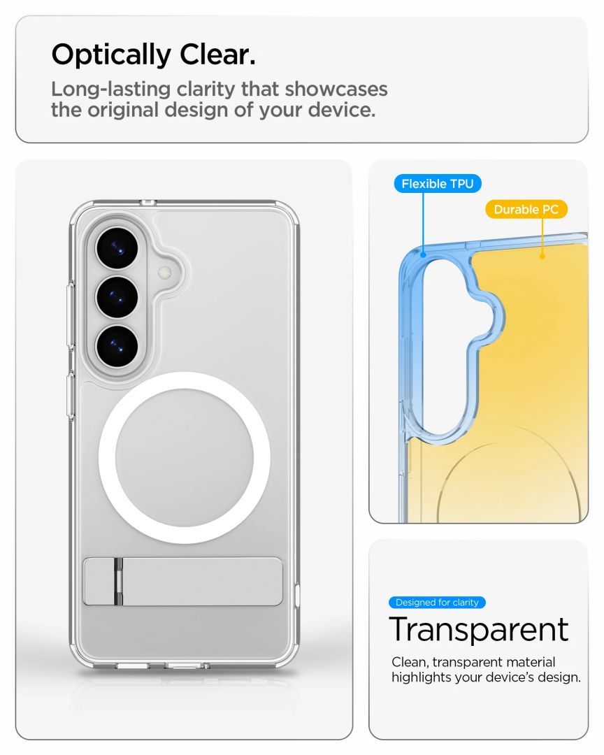 Spigen Ultra Hybrid S MagSafe case for Samsung Galaxy S26 Clear White