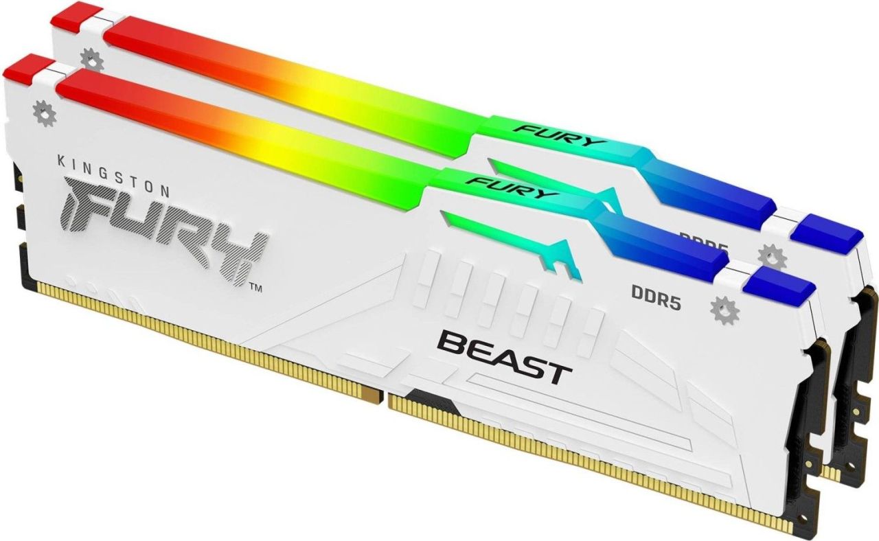 Kingston 16GB DDR5 5200MHz Kit(2x8GB) Fury Beast RGB White Kingston 16GB DDR5 5200MHz Kit(2x8GB) Fury Beast RGB White