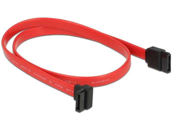 DeLock cable SATA 50cm down/straight Red