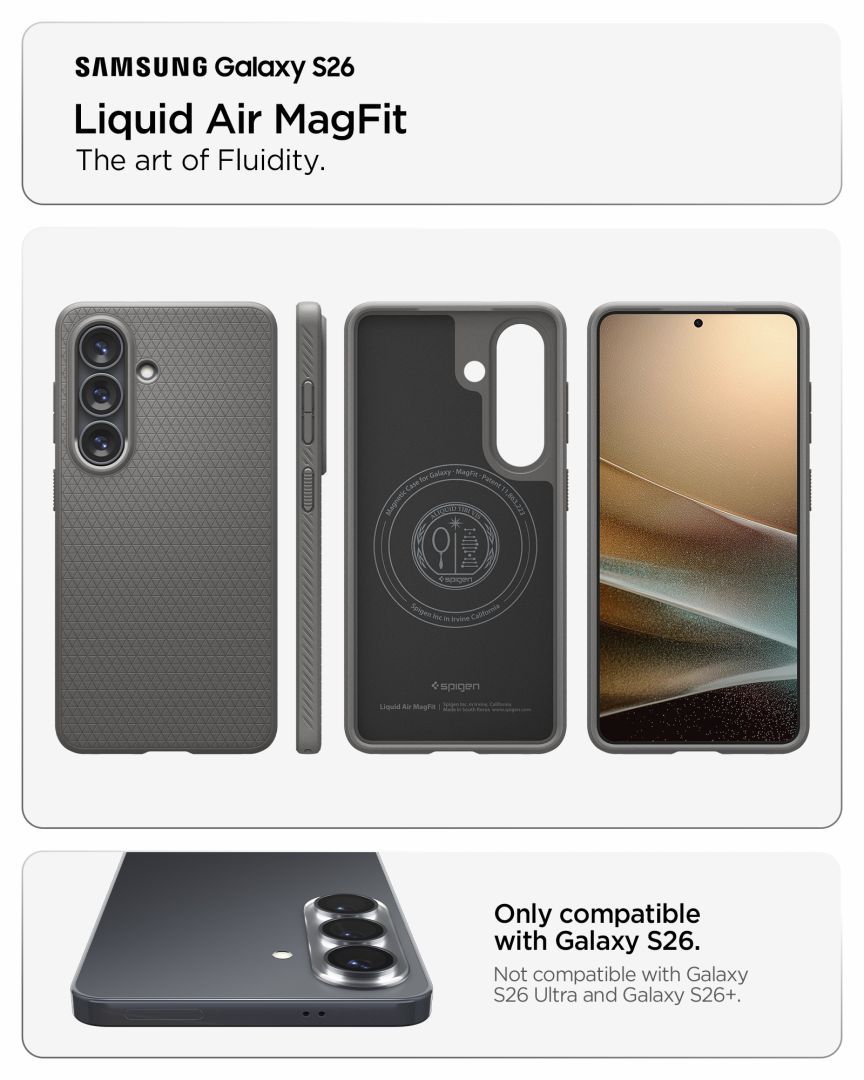 Spigen Liquid Air MagSafe case for Samsung Galaxy S26 Marble Grey