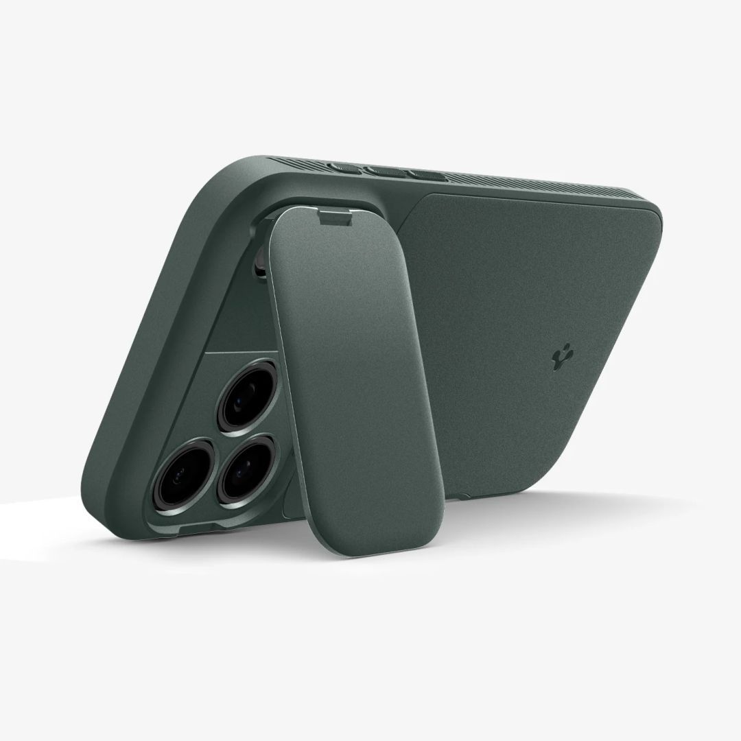 Spigen Optik Armor MagSafe case for iPhone 17 Pro Abyss Green