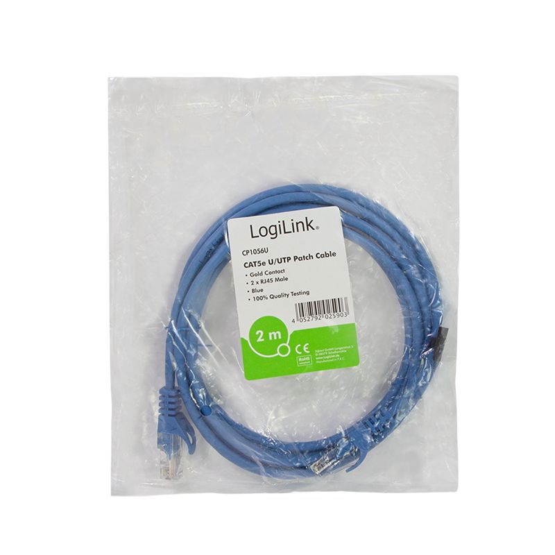 Logilink CAT5e U-UTP Patch Cable 2m Blue Logilink CAT5e U-UTP Patch Cable 2m Blue