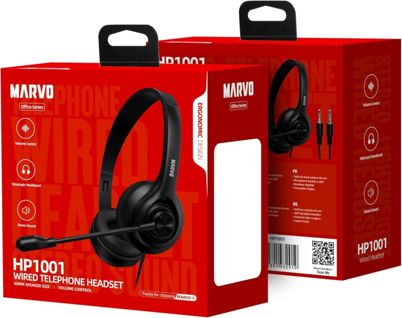 Marvo HP1001 Headset Black Marvo HP1001 Headset Black