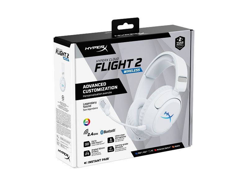 HP HyperX Cloud Flight 2 Wireless Bluetooth Gaming Headset White