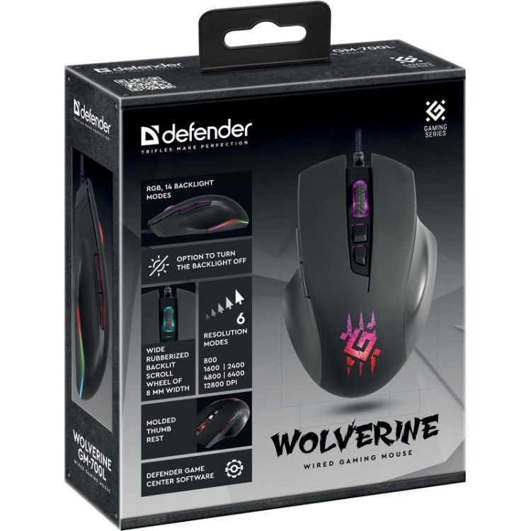 Defender Wolverine GM-700L Gaming Mouse Black