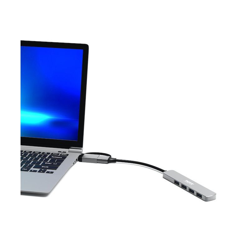 Port Designs 4-portos USB2.0 HUB Silver Port Designs 4-portos USB2.0 HUB Silver