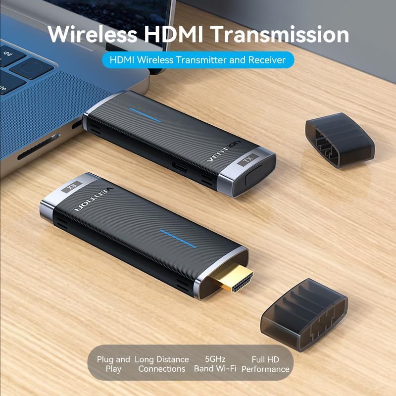 Vention Wireless HDMI Transmitter and Receiver 5GHz, 40m Black Vention Wireless HDMI Transmitter and Receiver 5GHz, 40m Black