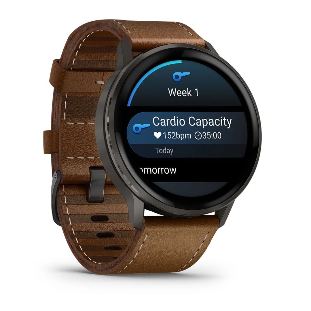 Garmin Venu 4 45mm Slate with Brown Leather Band Garmin Venu 4 45mm Slate with Brown Leather Band