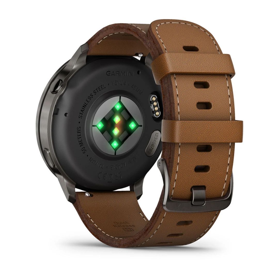Garmin Venu 4 45mm Slate with Brown Leather Band Garmin Venu 4 45mm Slate with Brown Leather Band