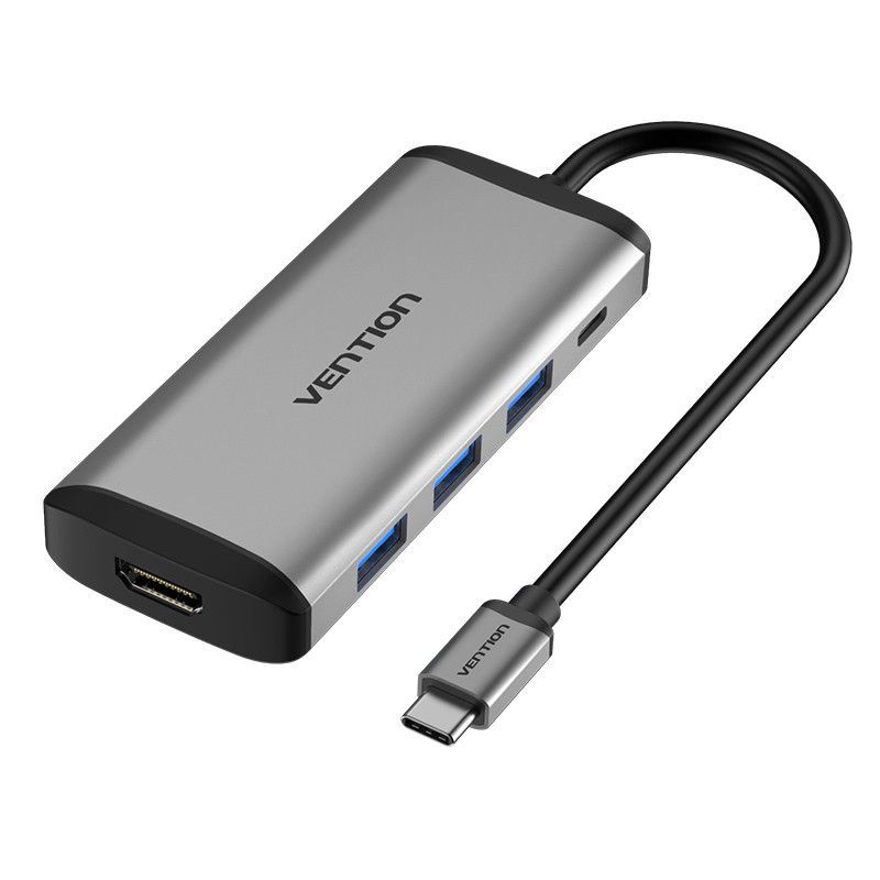 Vention 5-in-1 USB-C Docking Station Silver/Black Vention 5-in-1 USB-C Docking Station Silver/Black