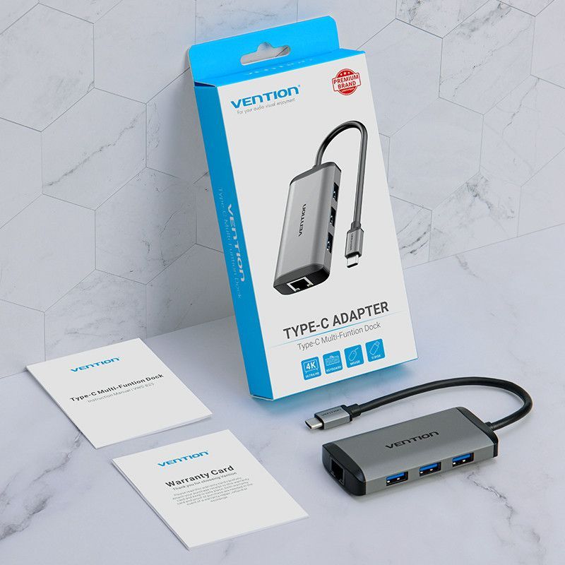 Vention 6-in-1 USB-C Docking Station Silver/Black Vention 6-in-1 USB-C Docking Station Silver/Black
