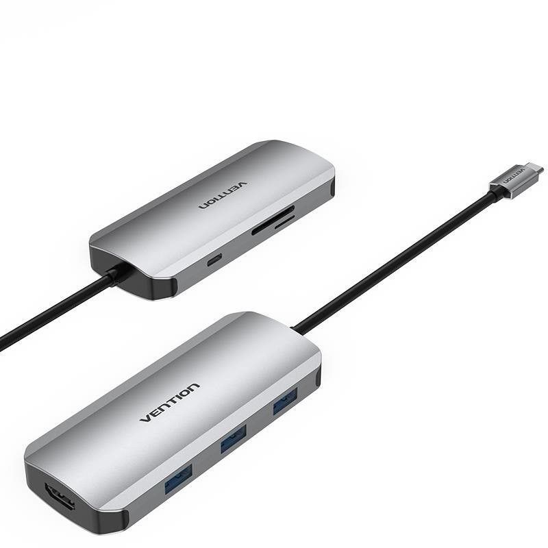 Vention 7-in-1 USB-C Docking Station Silver Vention 7-in-1 USB-C Docking Station Silver