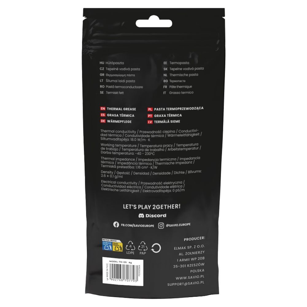 Savio TG-05 Hővezető Paszta 4g