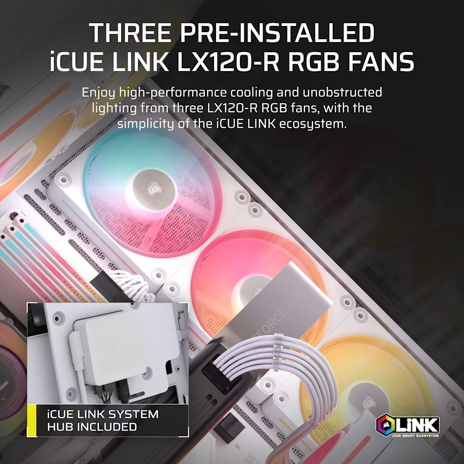 Corsair 3500X LX-R RGB iCUE Link Tempered Glass White Corsair 3500X LX-R RGB iCUE Link Tempered Glass White