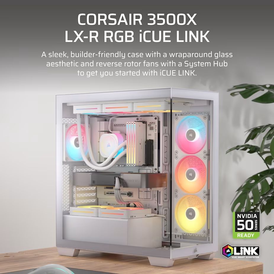 Corsair 3500X LX-R RGB iCUE Link Tempered Glass White Corsair 3500X LX-R RGB iCUE Link Tempered Glass White