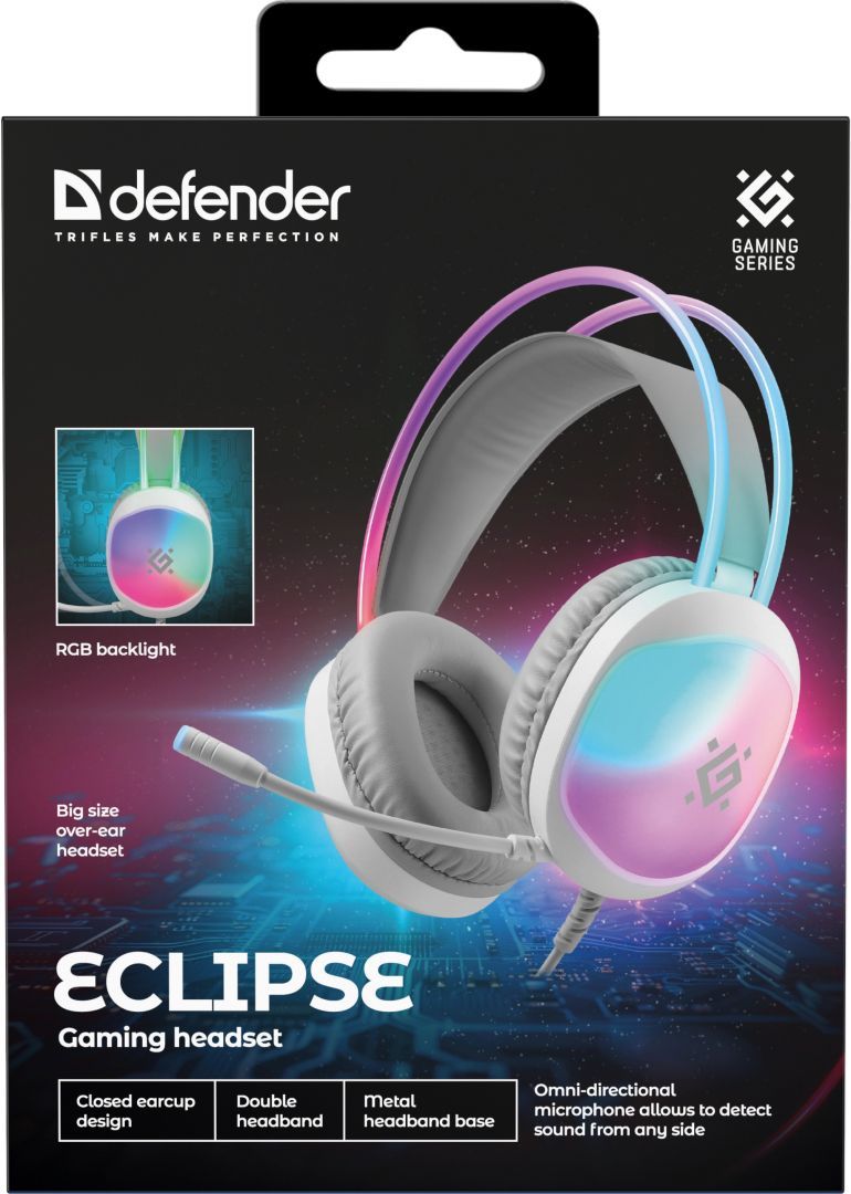 Defender Eclipse RGB Gaming Headset White