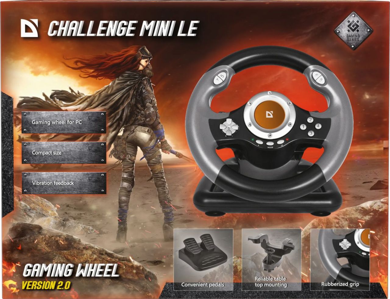 Defender Challenger Mini LE USB Kormány Black/Silver Defender Challenger Mini LE USB Kormány Black/Silver