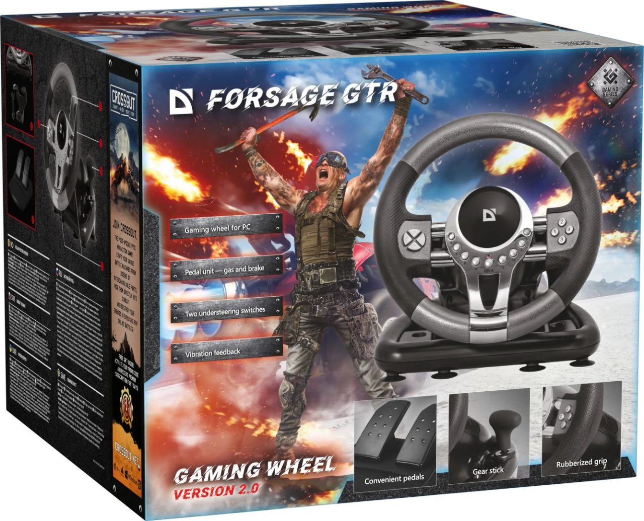 Defender Forsage GTR USB Kormány Black/Silver Defender Forsage GTR USB Kormány Black/Silver