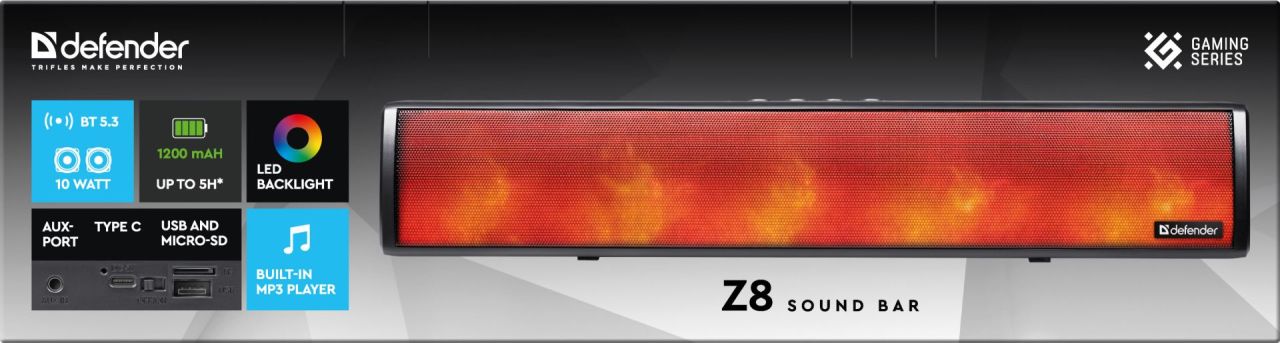 Defender Z8 RGB Bluetooth SoundBar Black