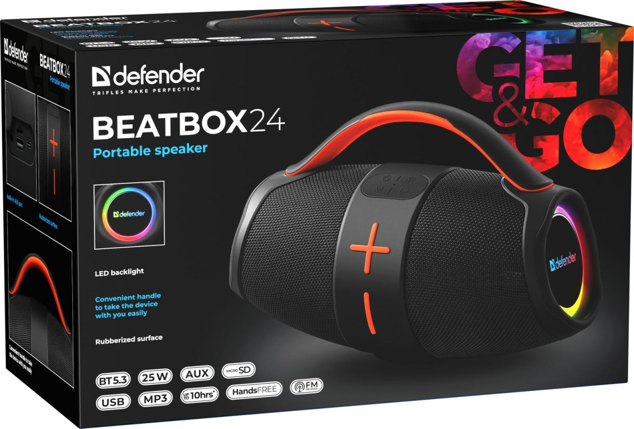 Defender Beatbox 24 Bluetooth Portable Speaker Black