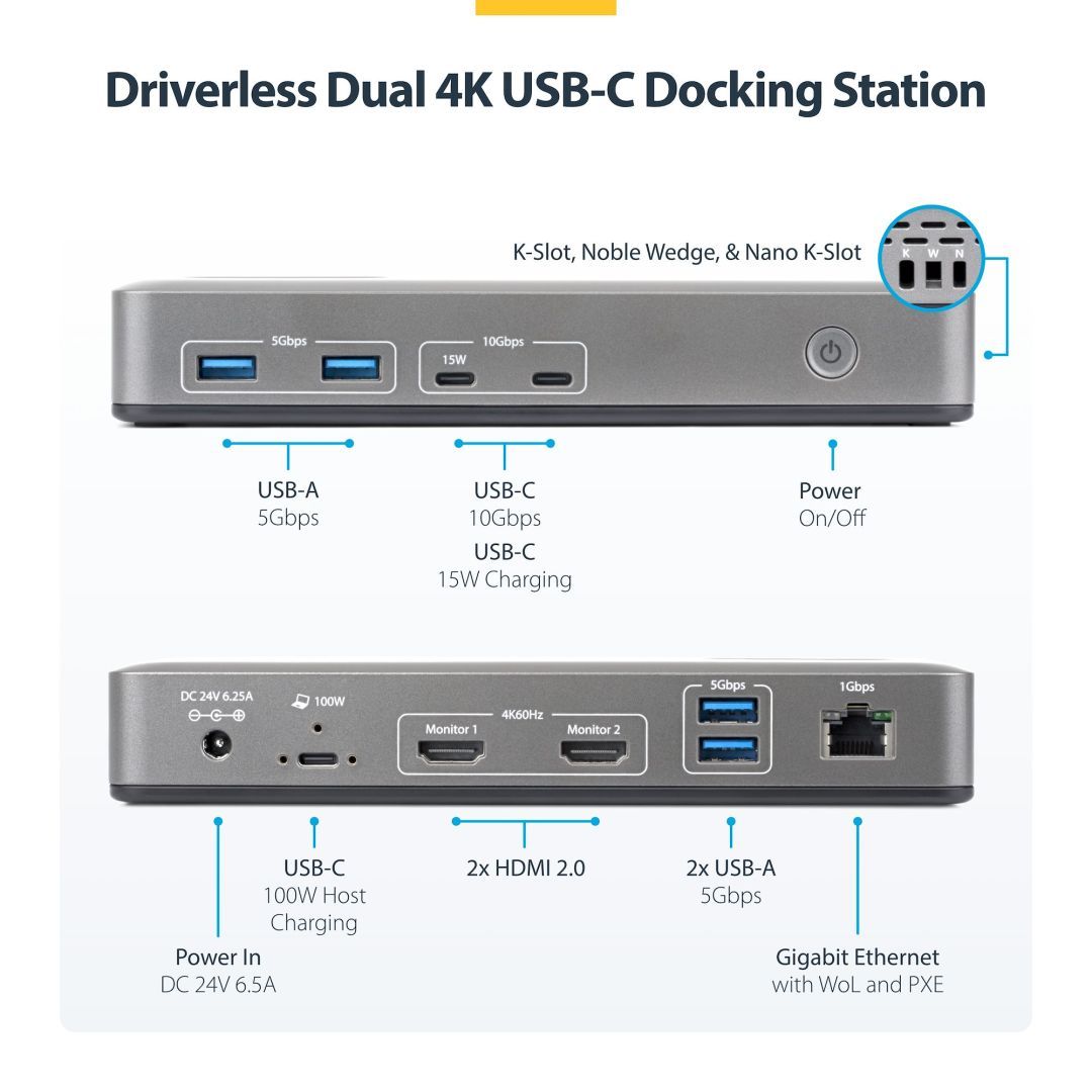 Startech Dual-Monitor USB-C Docking Station Space Gray Startech Dual-Monitor USB-C Docking Station Space Gray