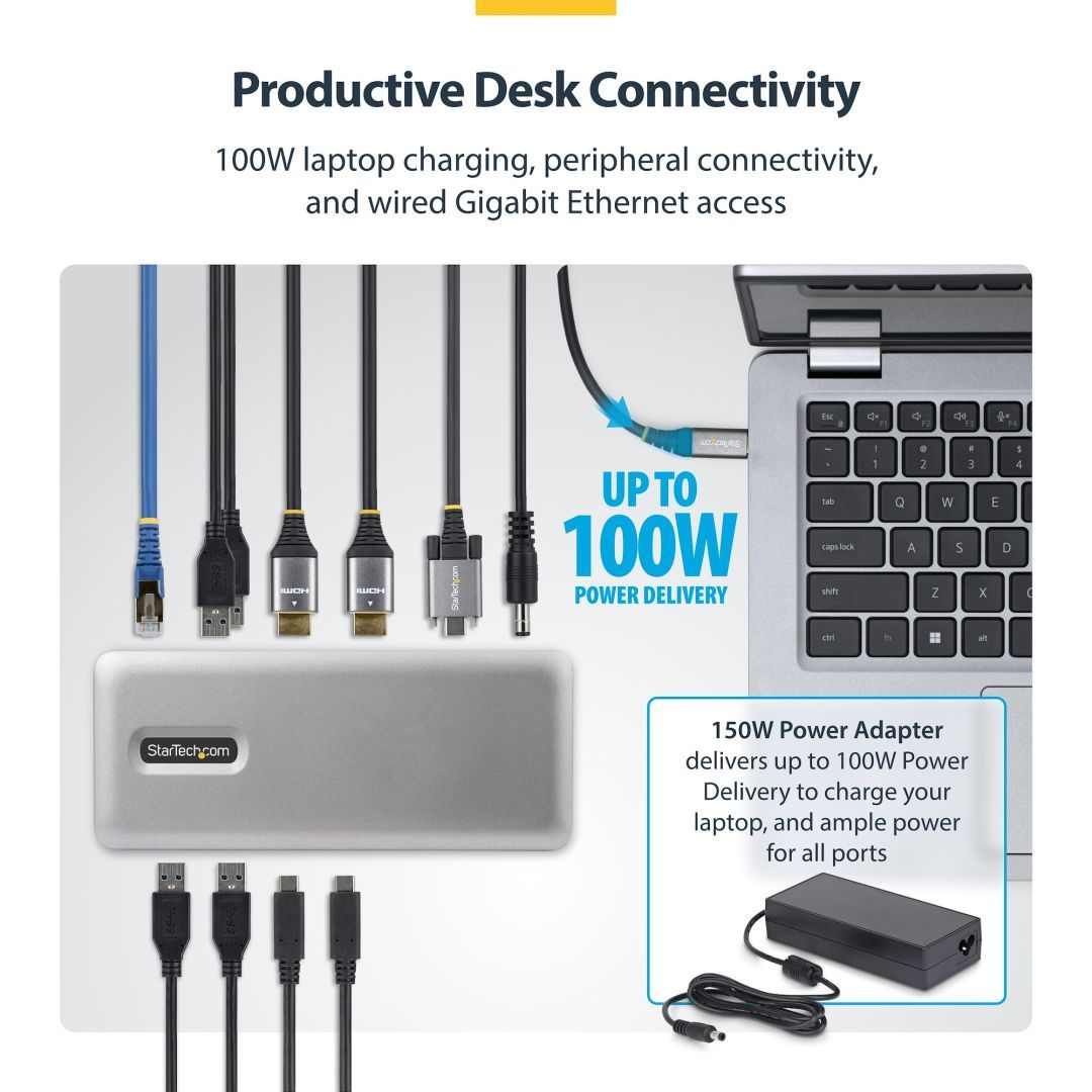 Startech Dual-Monitor USB-C Docking Station Space Gray Startech Dual-Monitor USB-C Docking Station Space Gray
