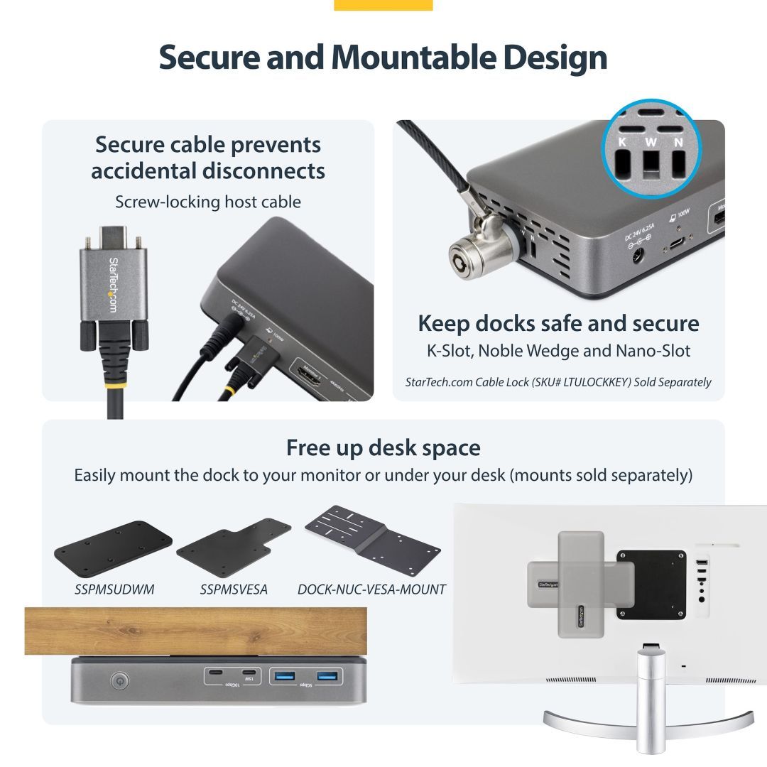 Startech Dual-Monitor USB-C Docking Station Space Gray Startech Dual-Monitor USB-C Docking Station Space Gray
