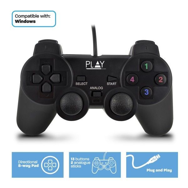 Ewent PL3330 Play USB Gamepad Black Ewent PL3330 Play USB Gamepad Black