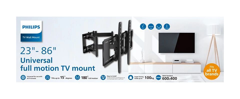 Philips SQM9640/00 TV Wall Mount 23"-86" Black Philips SQM9640/00 TV Wall Mount 23"-86" Black