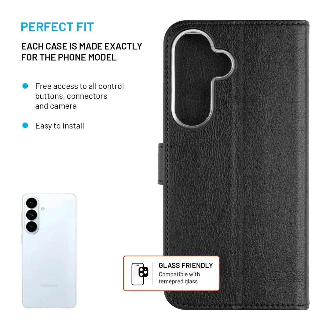 FIXED Opus oldalra nyíló telefontok Samsung Galaxy S26+ készülékhez, fekete