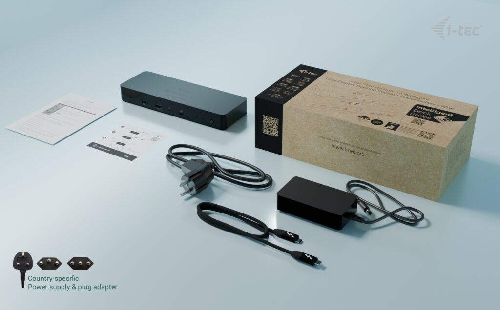 I-TEC Thunderbolt 4 Intelligent Dual Display Docking Station + Power Delivery 90W I-TEC Thunderbolt 4 Intelligent Dual Display Docking Station + Power Delivery 90W